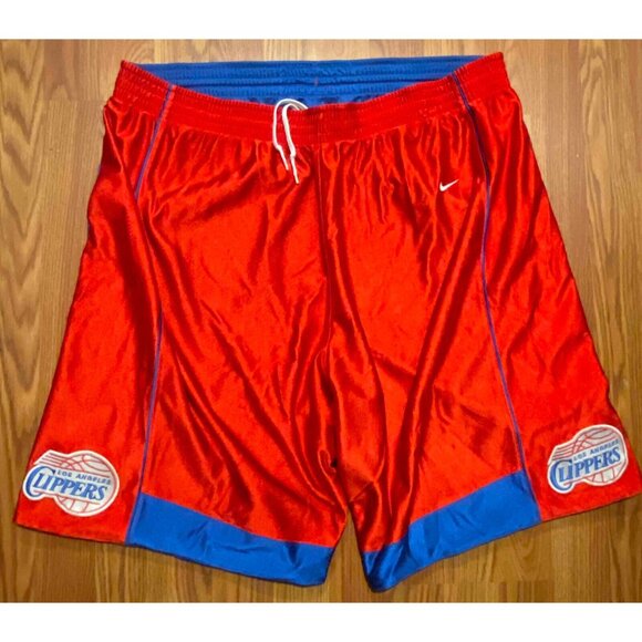 Vtg Nike x LA Clippers NBA Basketball Shorts Mens 2XL 9" Reversible Shiny Y2K - Picture 1 of 8